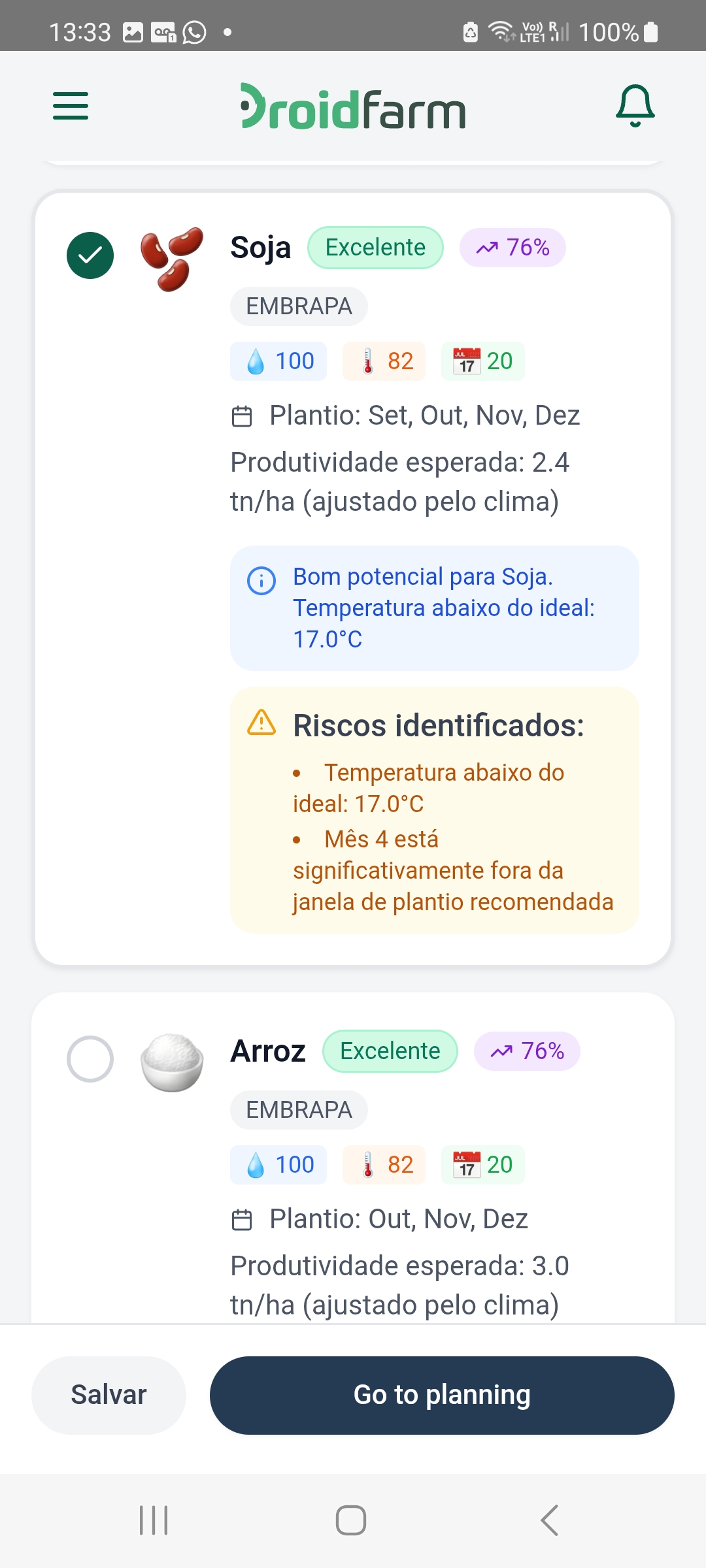 AI crop suggestions with EMBRAPA data